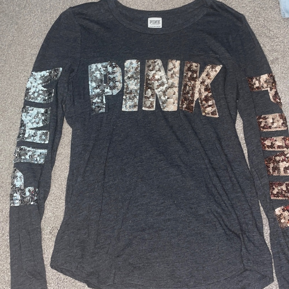 “PINK” long sleeve shirt with sparkles